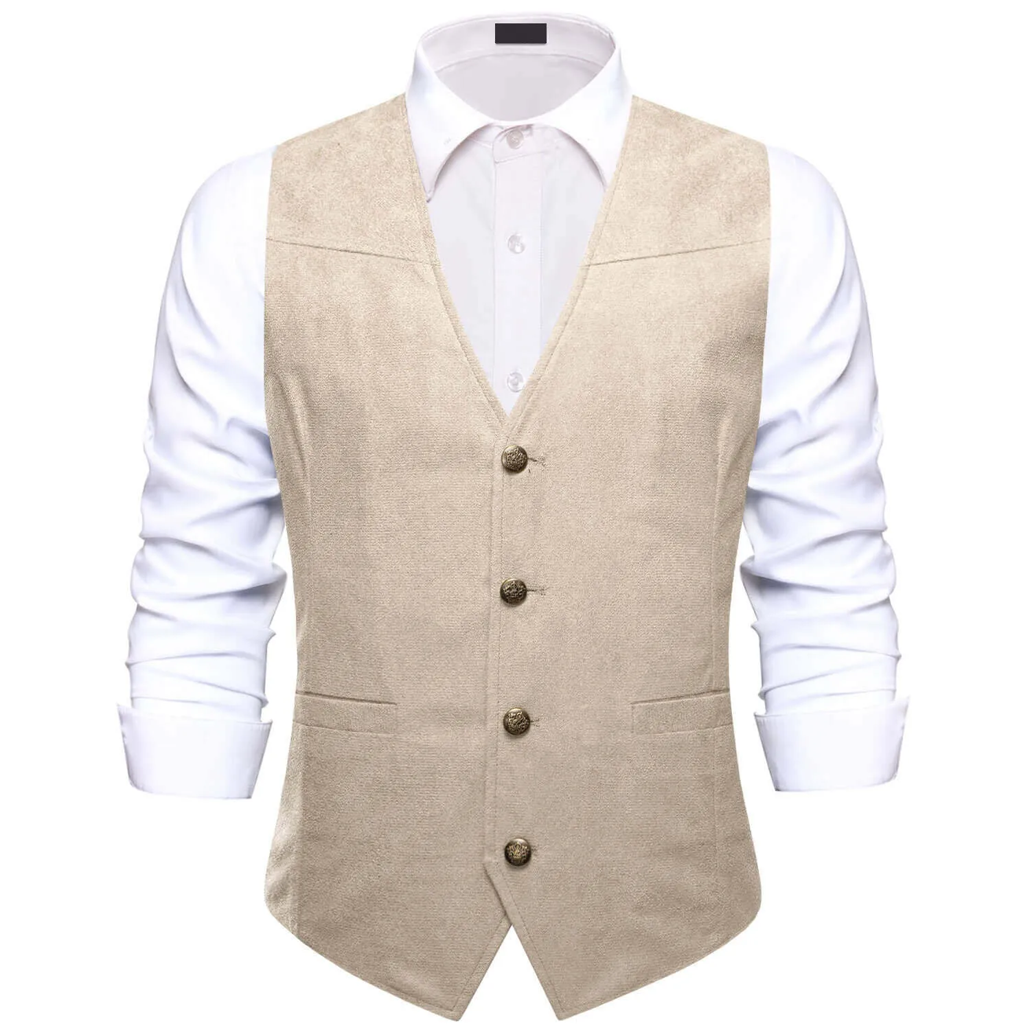 Ties2you Men's Suede Leather Vest  Solid Light Camel Style Dress Vest Waistcoat