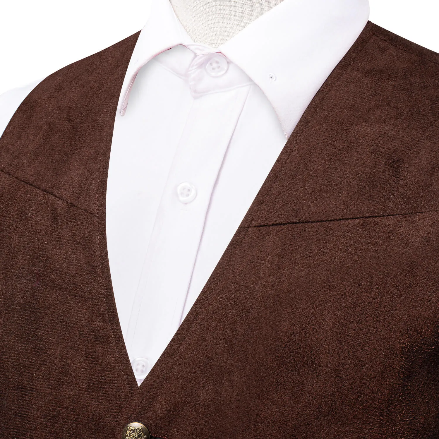 Ties2you Men's Vest Saddle Brown Suede Solid Single Vest