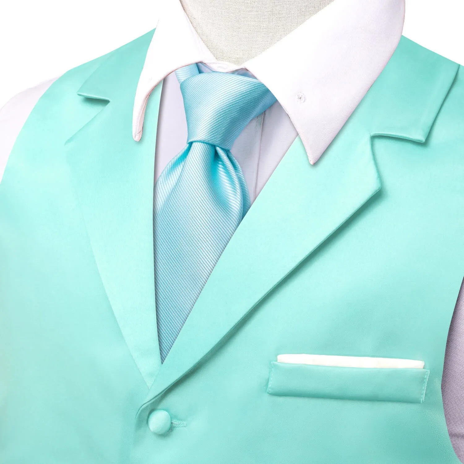 Ties2you Men's Vest Turquoise Blue Solid Silk Suit Vest Business