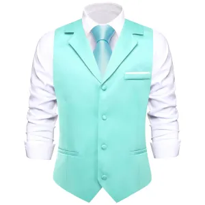 Ties2you Men's Vest Turquoise Blue Solid Silk Suit Vest Business