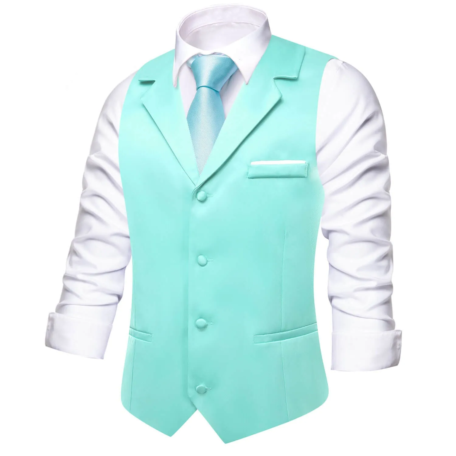 Ties2you Men's Vest Turquoise Blue Solid Silk Suit Vest Business