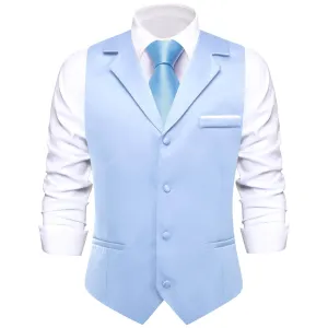 Ties2you Men's Work Vest Baby Blue Solid Silk Suit Vest