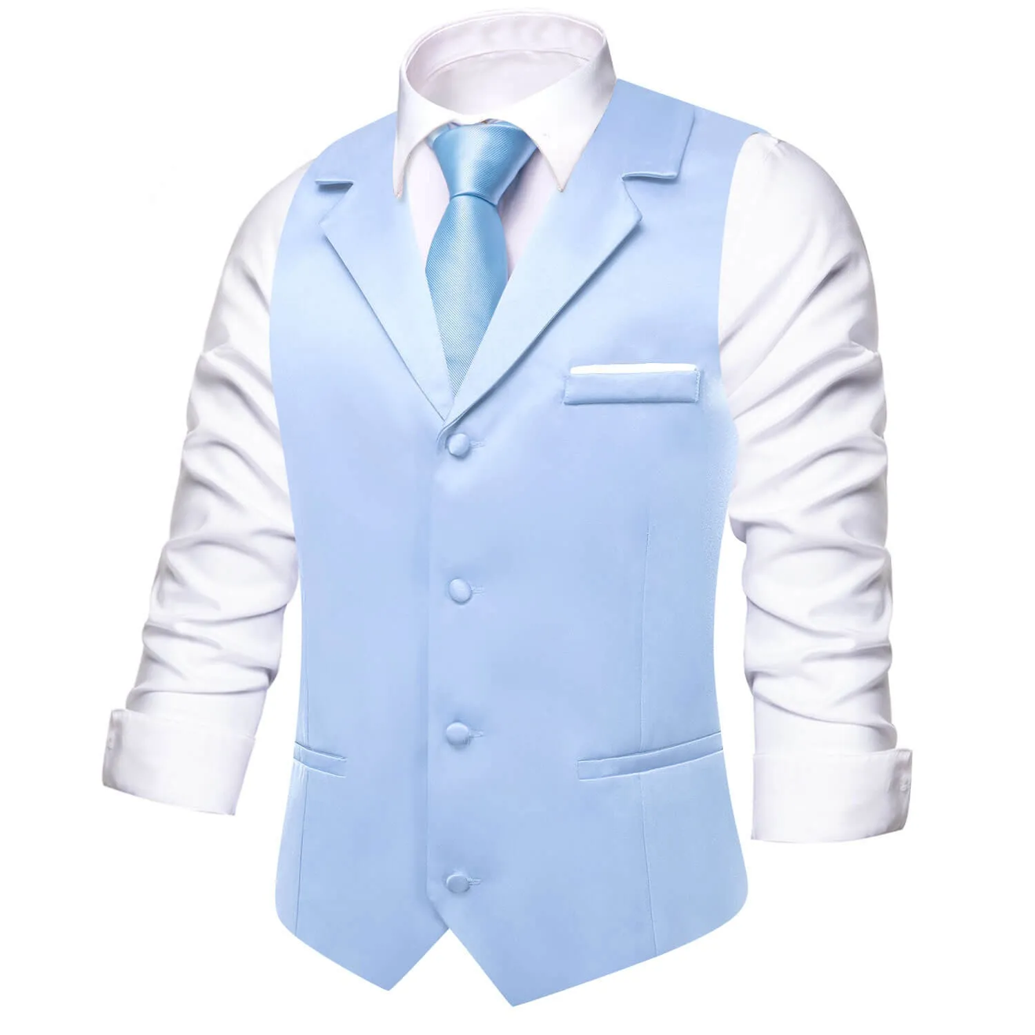 Ties2you Men's Work Vest Baby Blue Solid Silk Suit Vest