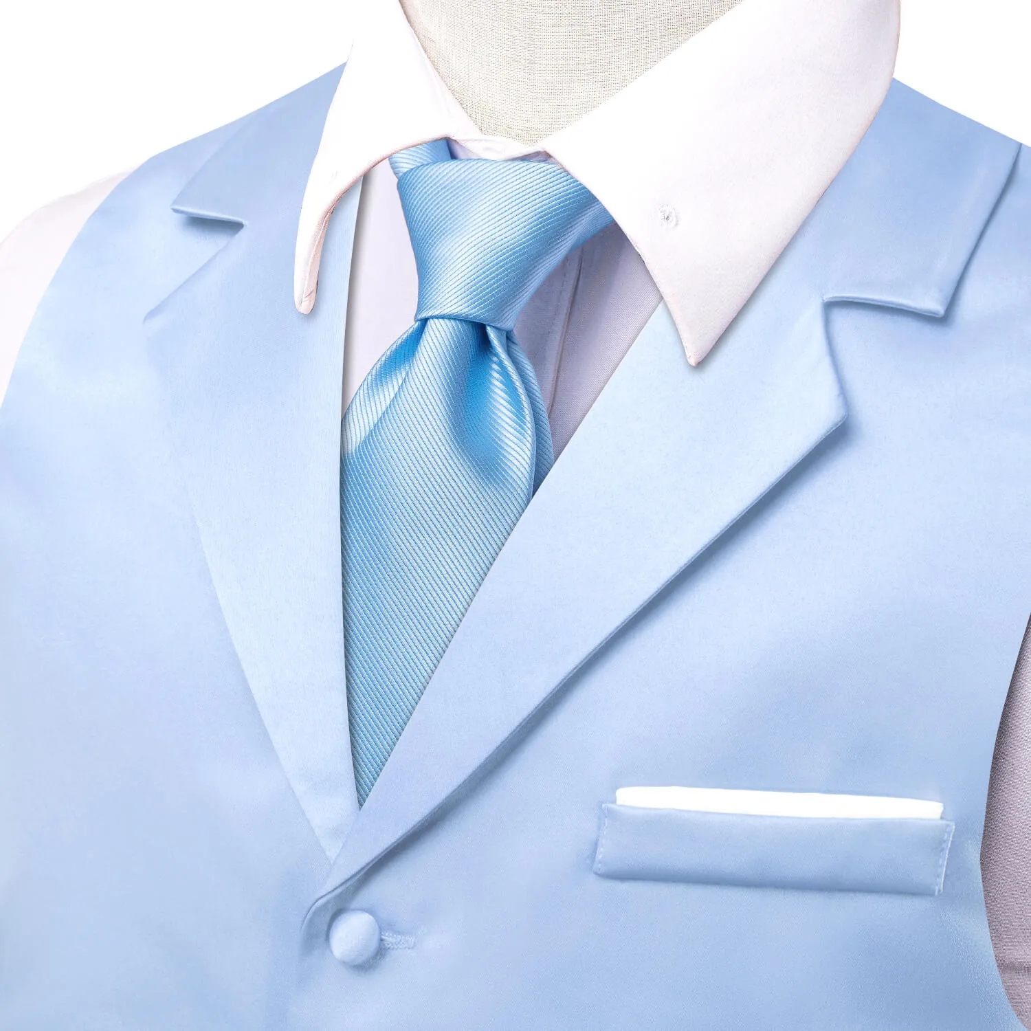 Ties2you Men's Work Vest Baby Blue Solid Silk Suit Vest