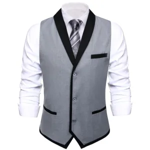 Ties2you Men's Work Vest Coin Grey Solid Silk Shawl Collar Vest for Men Formal