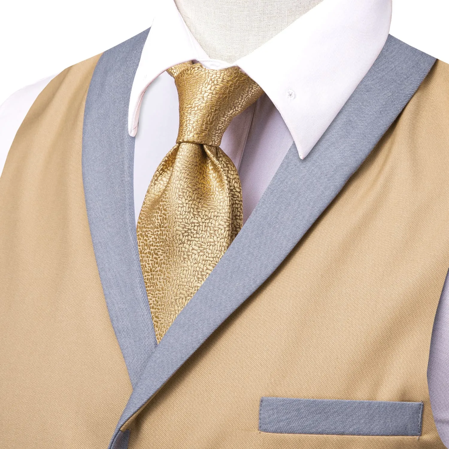 Ties2you Mens Work Vest Khaki Solid Vest Shawl Collar Waistcoat