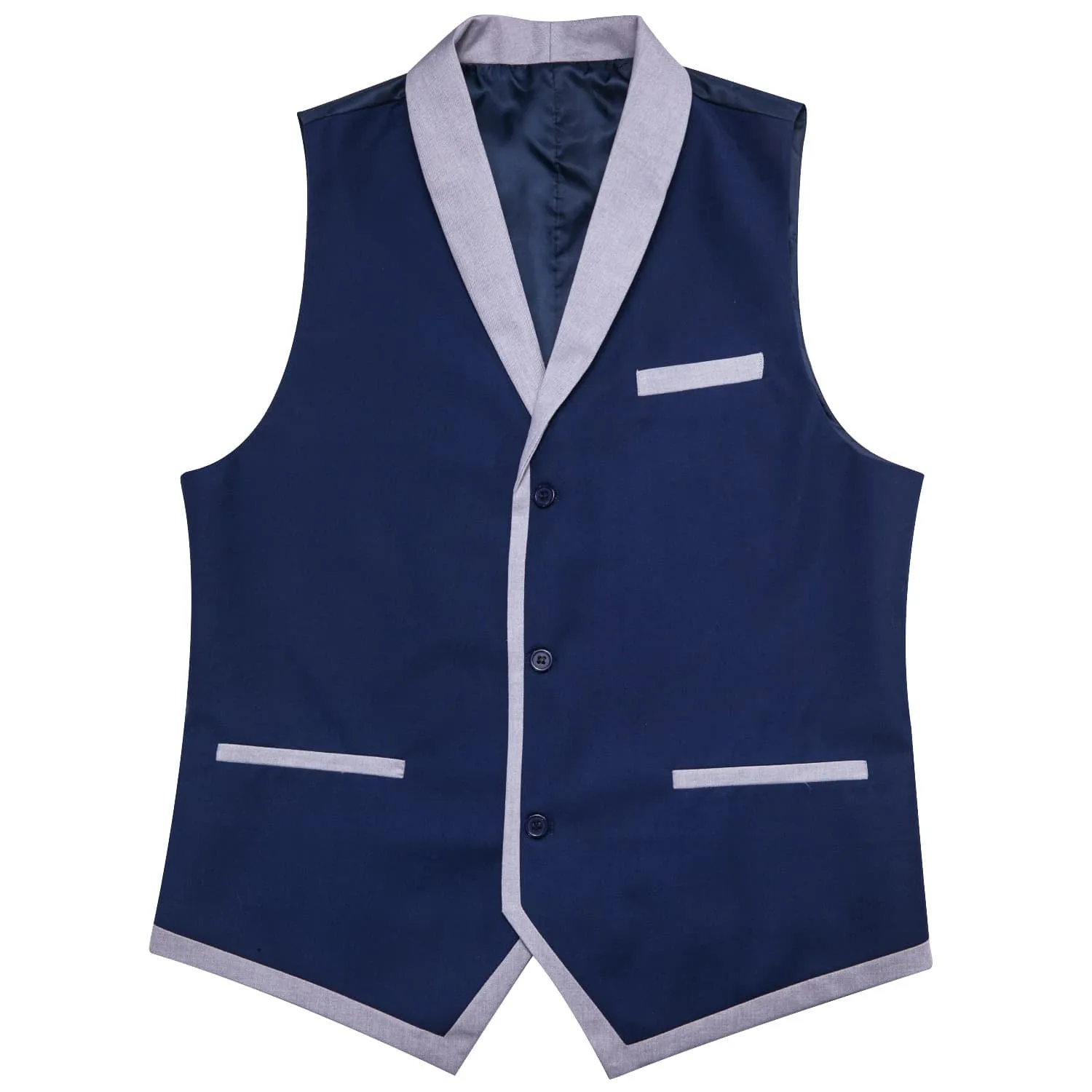 Ties2you Mens Work Vest Midnight Blue Solid Silk Shawl Collar Vest