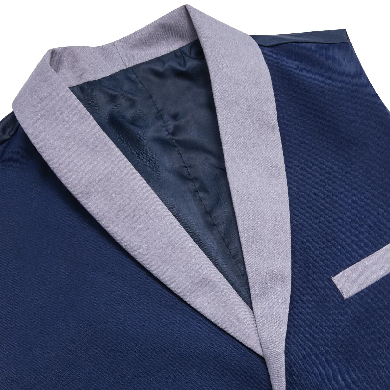 Ties2you Mens Work Vest Midnight Blue Solid Silk Shawl Collar Vest