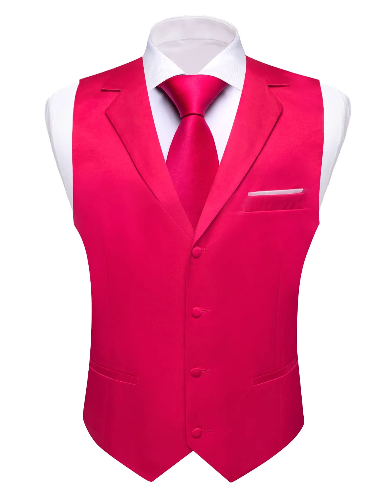 Ties2you Tuxedo Vest Debian Red Solid Button Notched Collar Mens Dress Vest