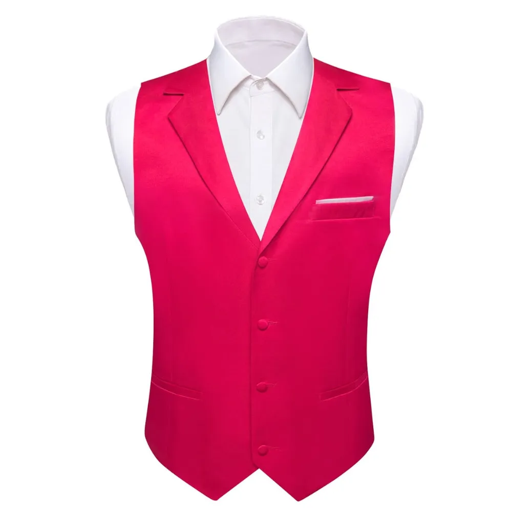 Ties2you Tuxedo Vest Debian Red Solid Button Notched Collar Mens Dress Vest