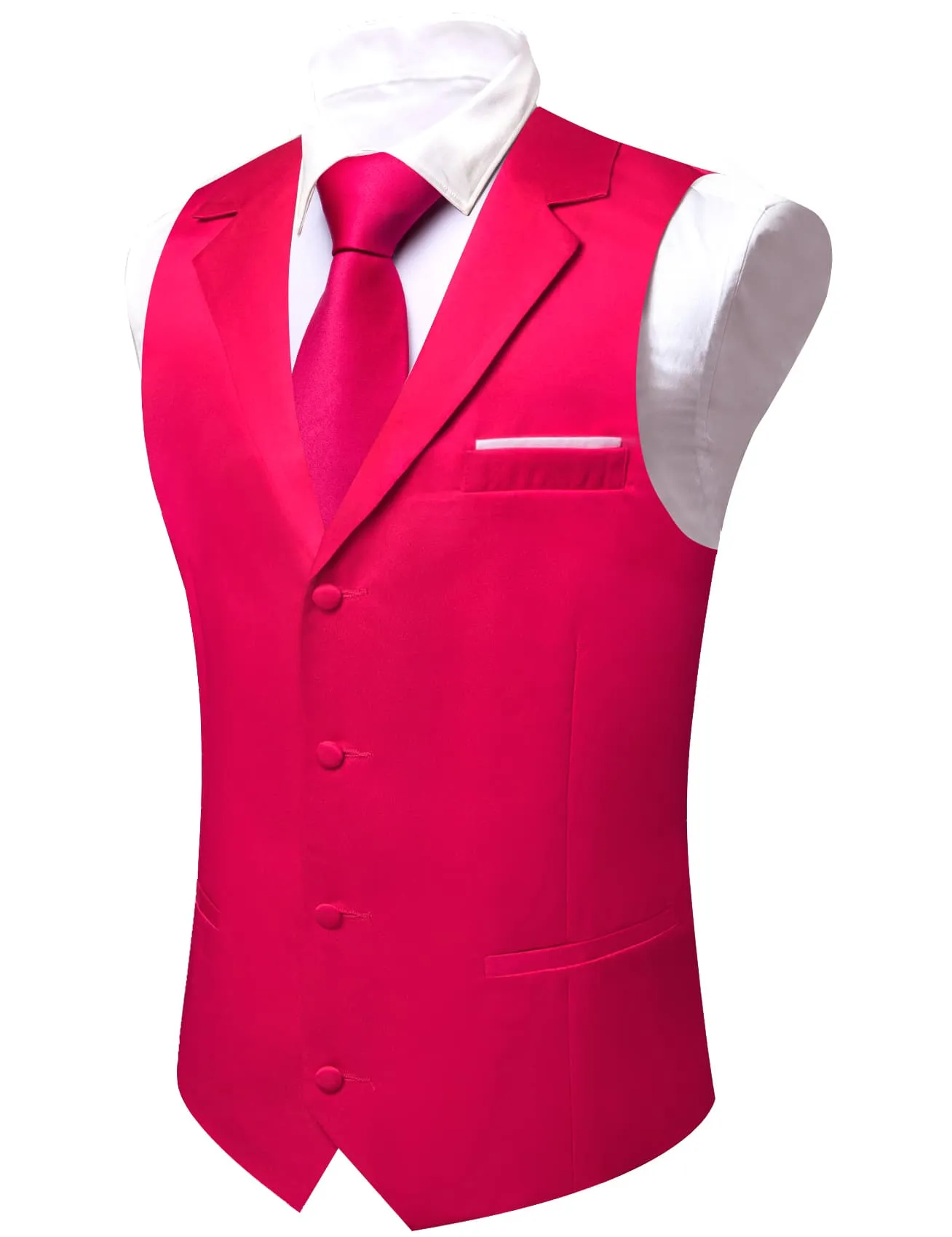 Ties2you Tuxedo Vest Debian Red Solid Button Notched Collar Mens Dress Vest