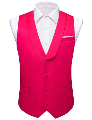 Ties2you Tuxedo Vest Hot Pink Solid Button Shawl Collar Dress Vest for Men