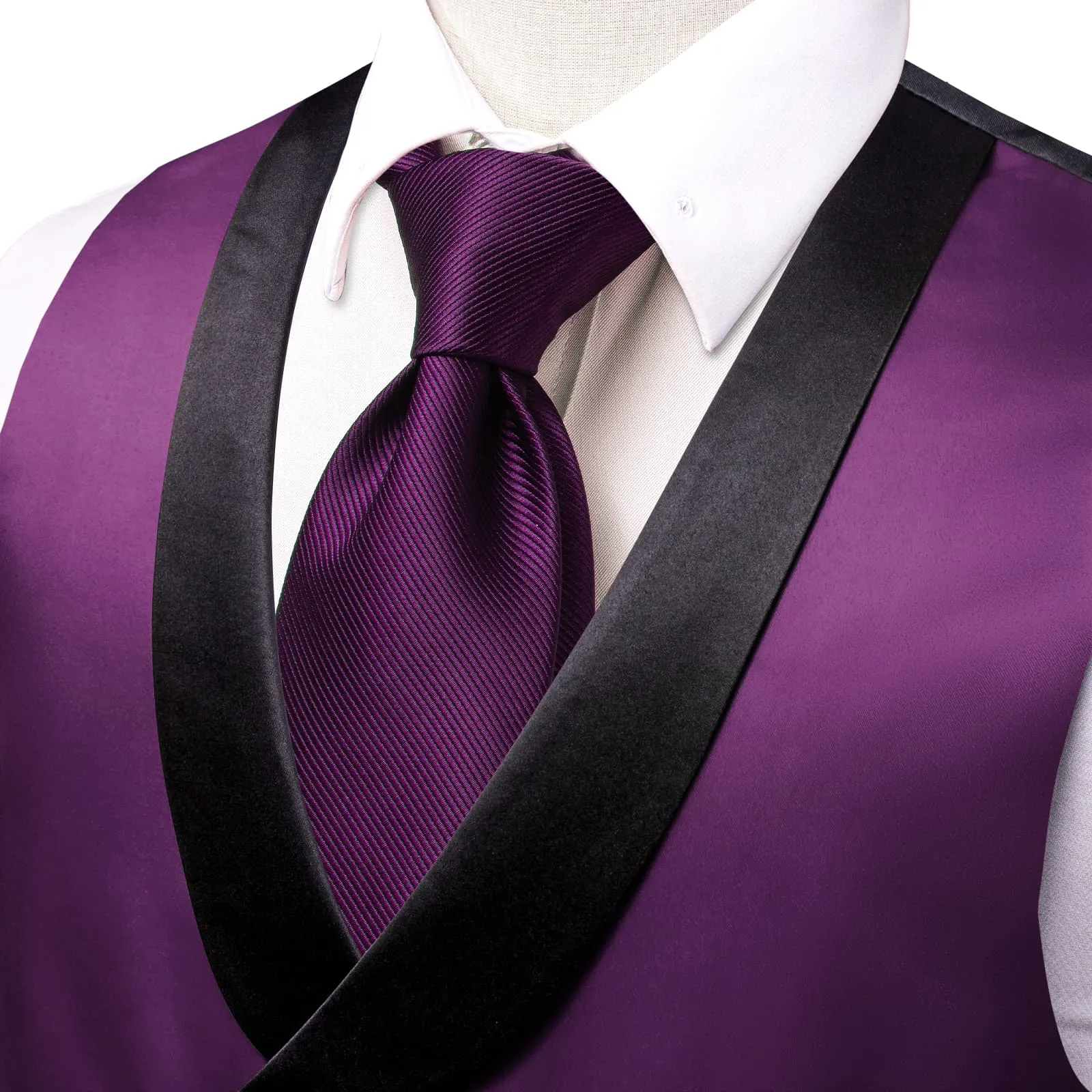 Ties2you Tuxedo Vest Palatinate Purple Solid Shawl Collar Silk Mens Double Breasted Vest