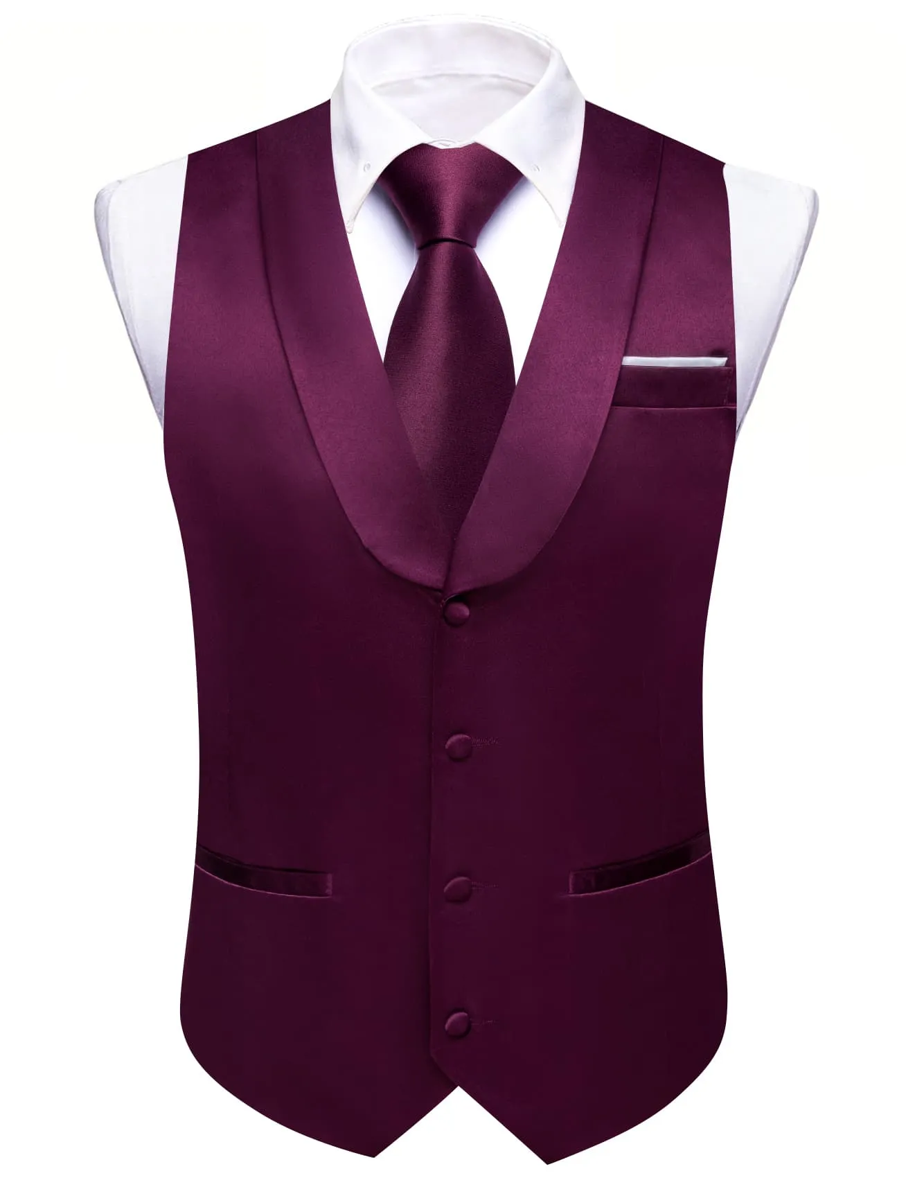 Ties2you Tuxedo Vest Tyrian Purple Solid Button Shawl Collar Dress Vest for Men