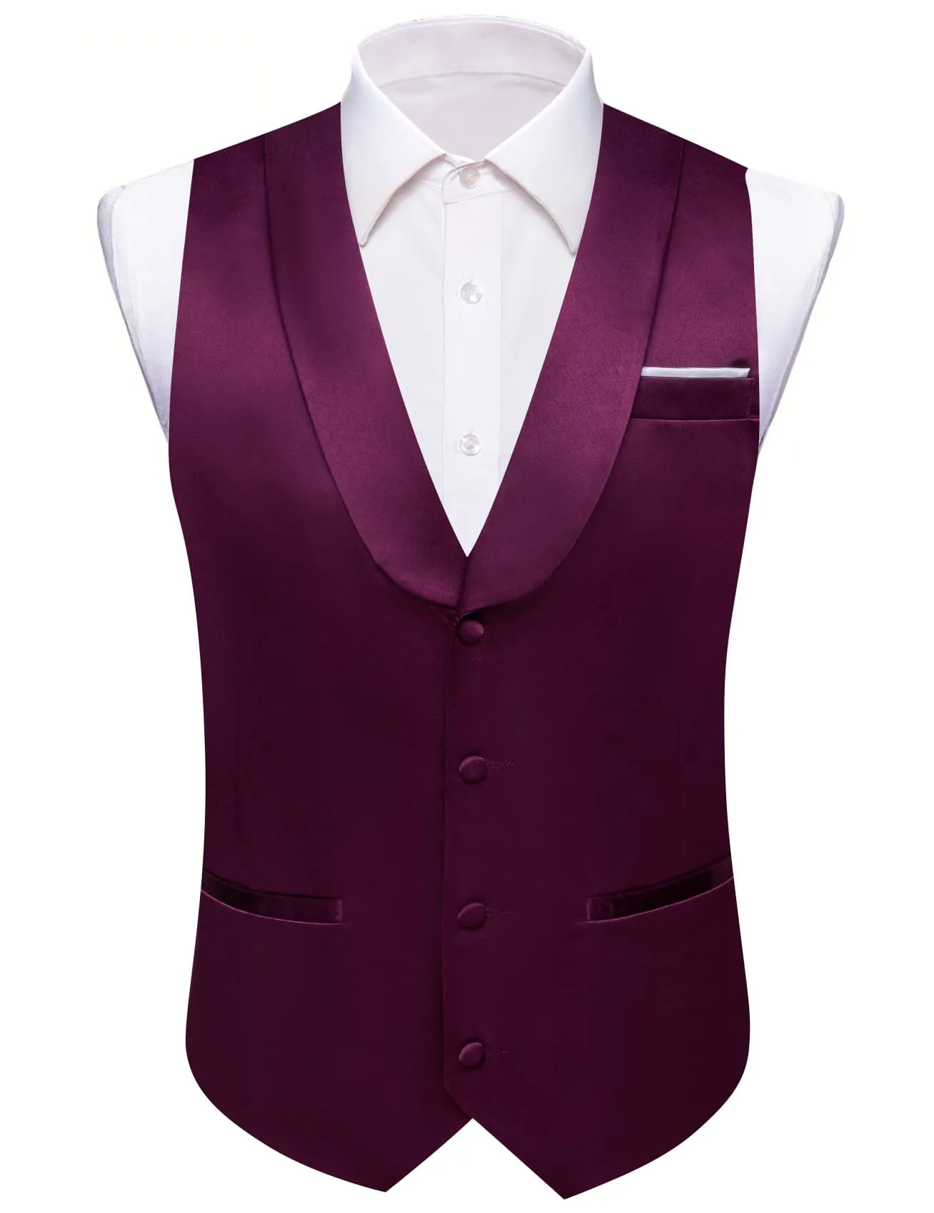 Ties2you Tuxedo Vest Tyrian Purple Solid Button Shawl Collar Dress Vest for Men