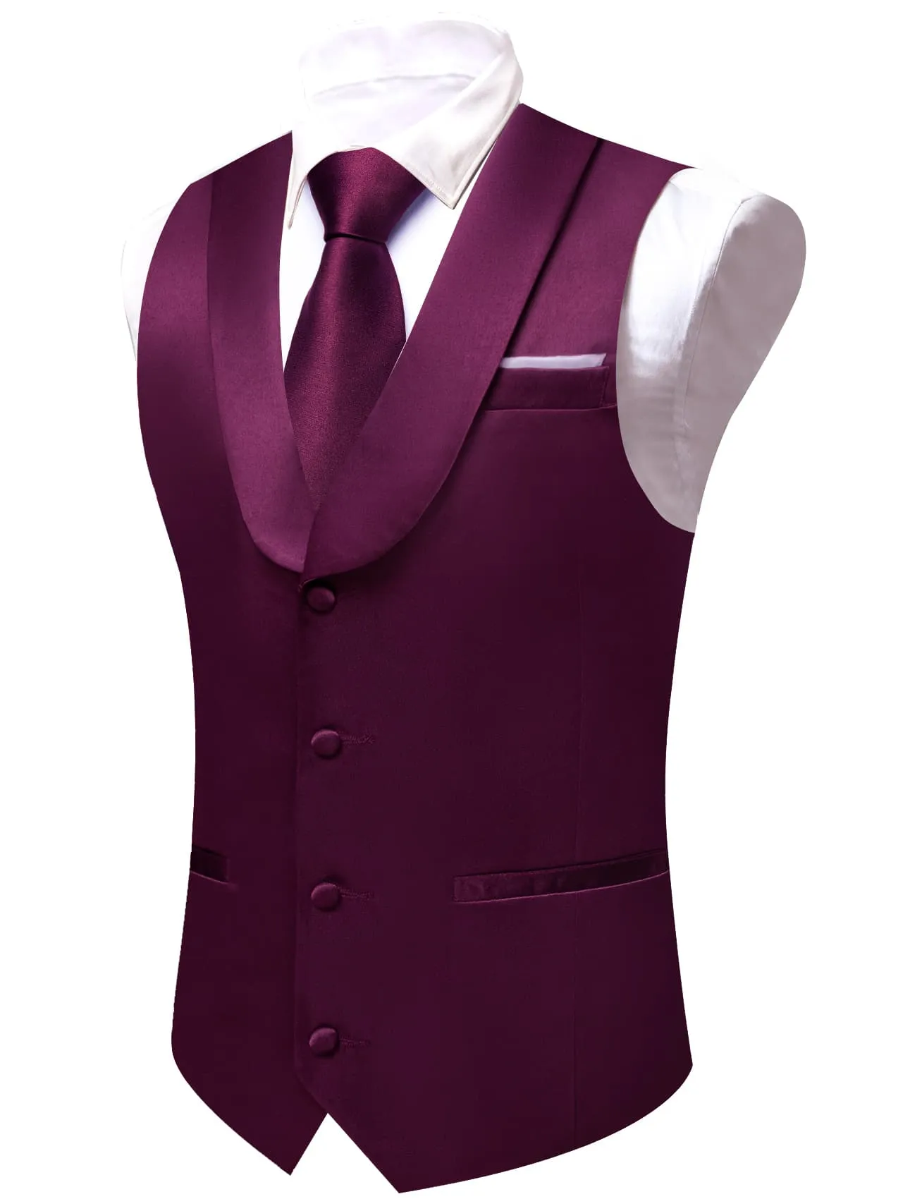 Ties2you Tuxedo Vest Tyrian Purple Solid Button Shawl Collar Dress Vest for Men