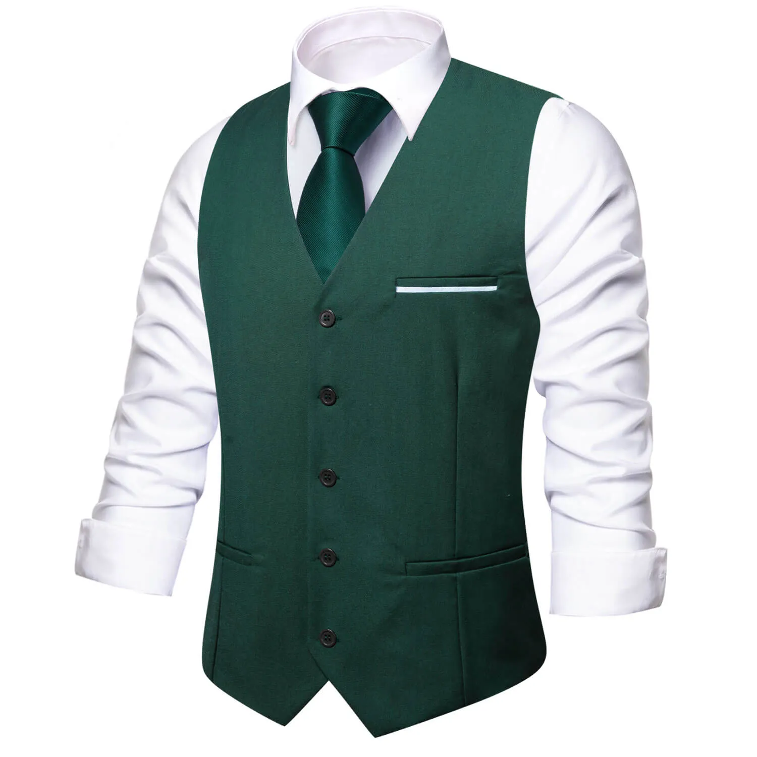 Ties2you Vest for Men Sapphire Pine Green Solid Silk Vest