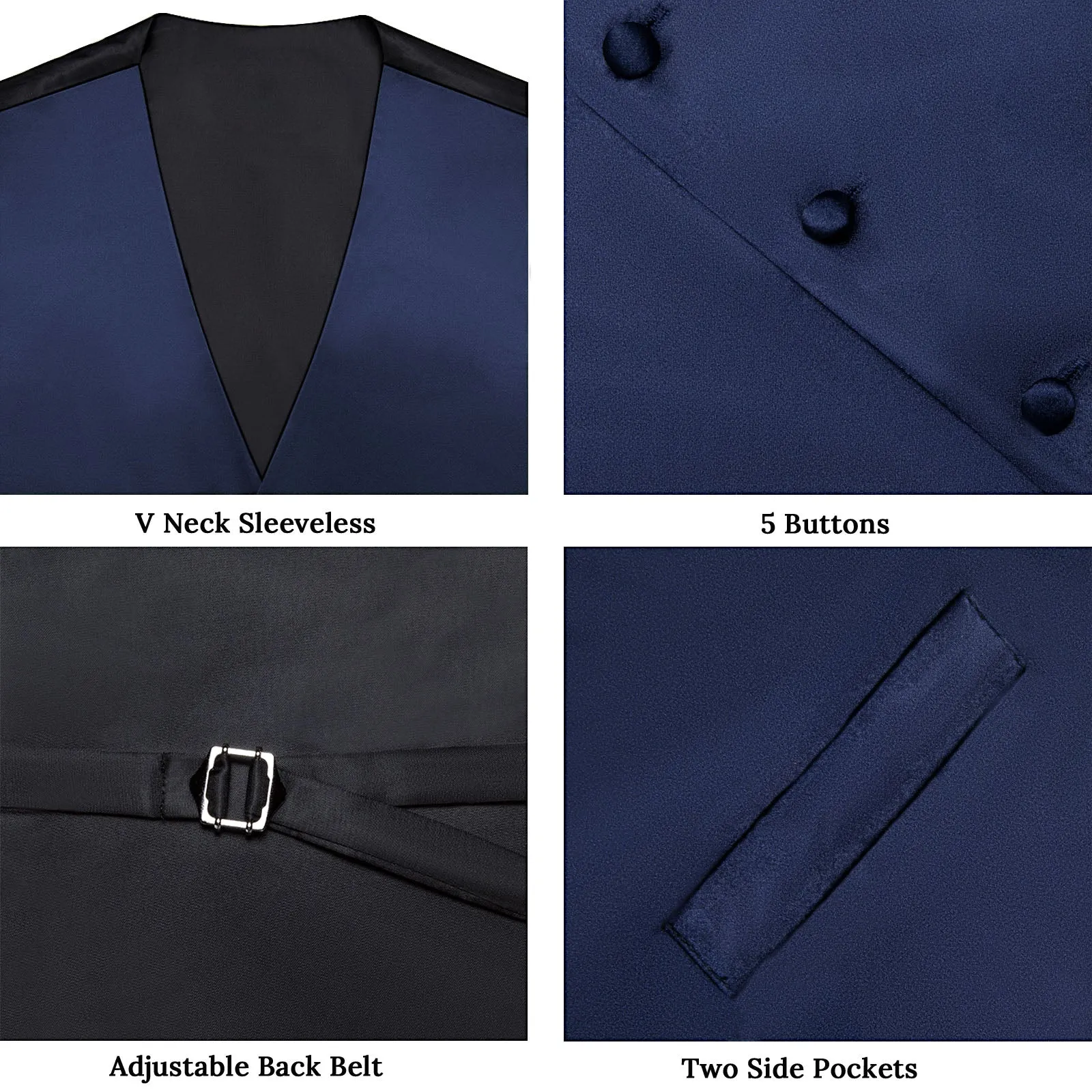 Ties2you Vest for Men Satin Royal Blue Solid Men's Vest Bow Tie Set