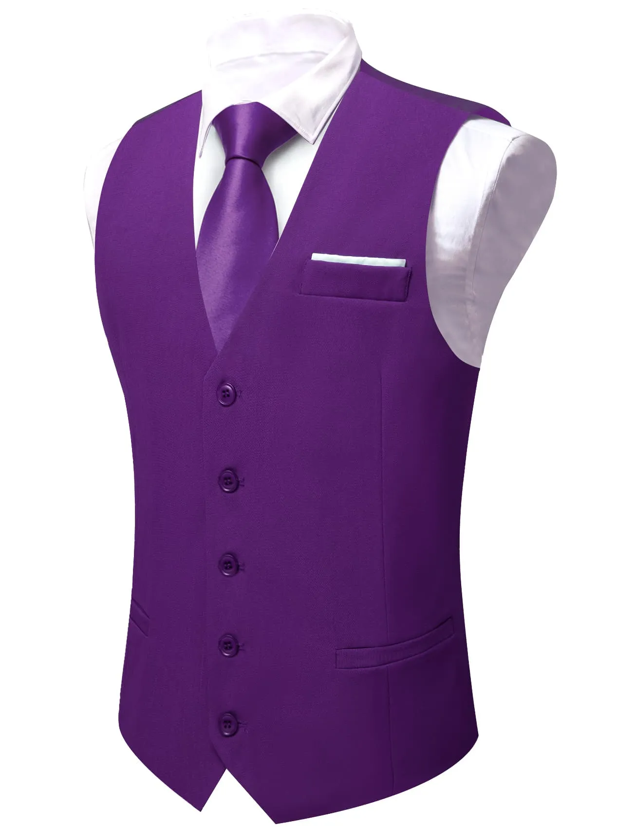 Ties2you Work Vest Palatinate Purple Solid Button Silk Mens Vest Outfits