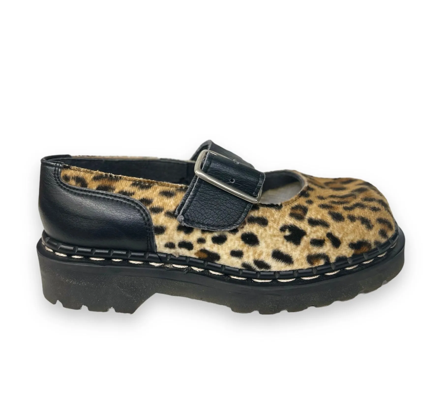 Tredair Leopard Fur Fabric Mary Jane Sandal