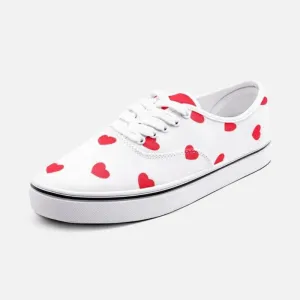 Two Tone Hearts Unisex Canvas Low Cut Sneakers