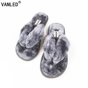 VANLED 14 Colors Fashion Spring Summer Winter Home Cotton Plush Slippers Women Indoor\ Floor Flip Flops Flat Shoes Girls Gift