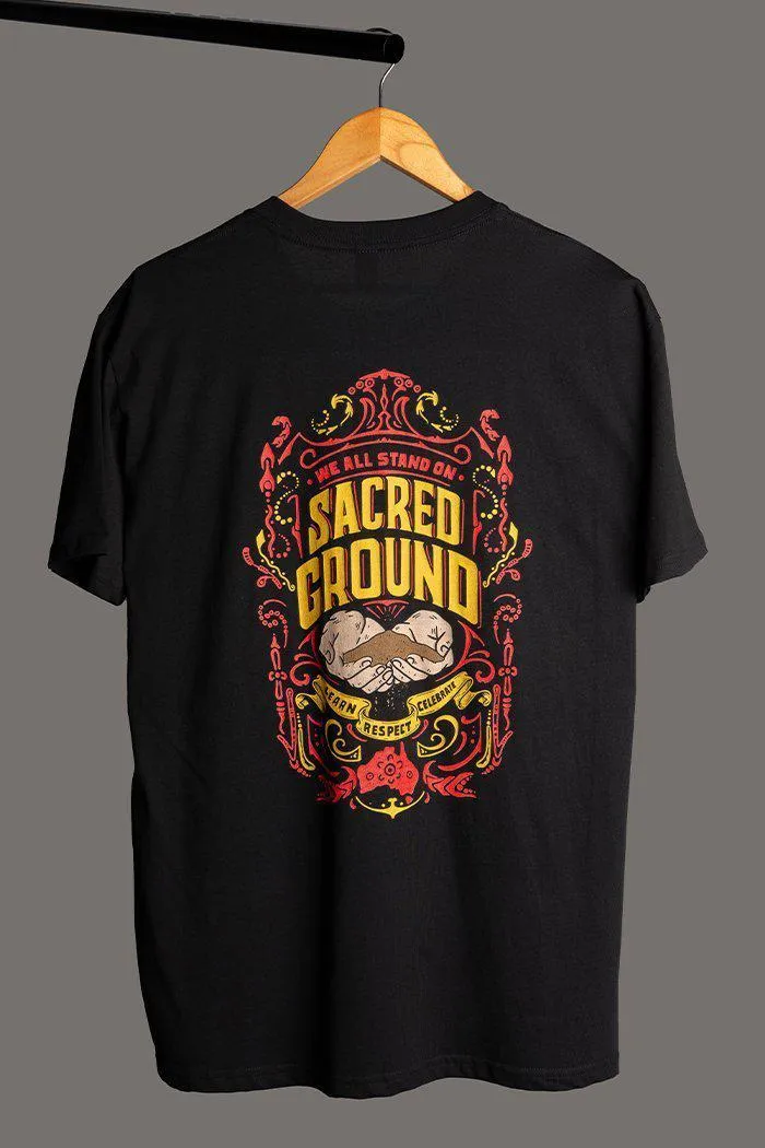 Vintage Sacred Ground Classic Black Cotton Crew Neck Unisex T-Shirt