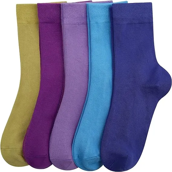 Women Ankle Socks Bamboo Crew Thin Ankle Height Boot Color Anti Odor Soft Breathable Sock 5 Pairs