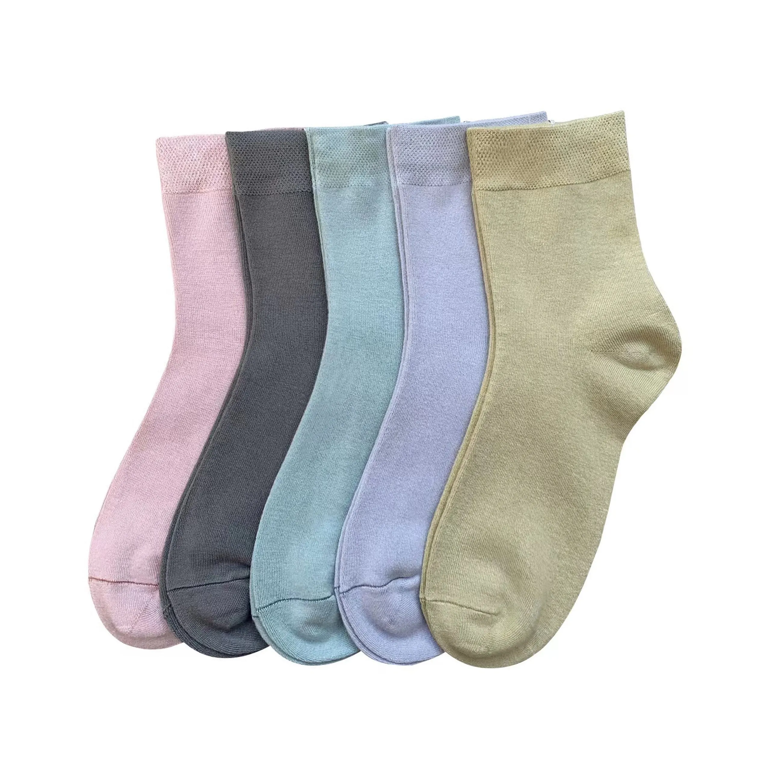 Women Ankle Socks Bamboo Crew Thin Ankle Height Boot Color Anti Odor Soft Breathable Sock 5 Pairs