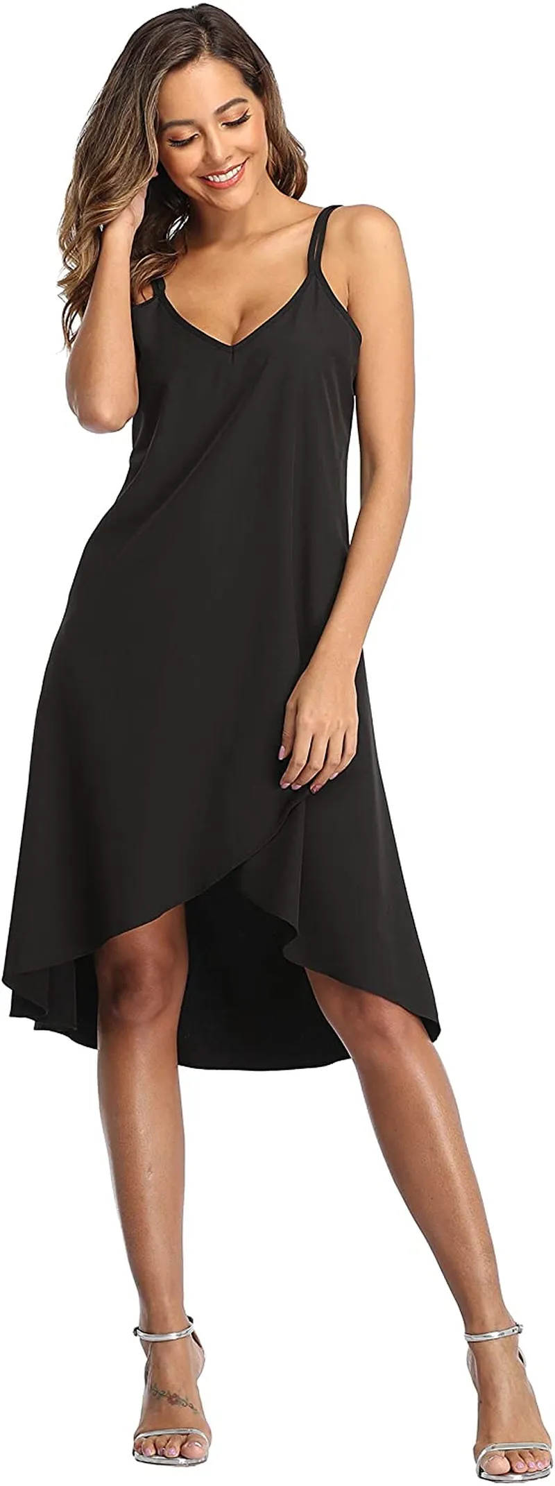 Women's V-Neck Sleeveless Summer Sundress Asymmetrical