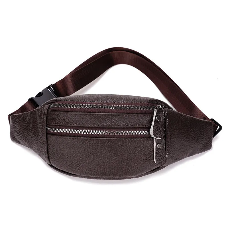 XIANGTUIBAO Leather Pocket First Layer Cowhide Men's Multifunctional Chest Bag Vintage Messenger Bag Sports Fashion Mobile Phone Bag Men's Waist Bag