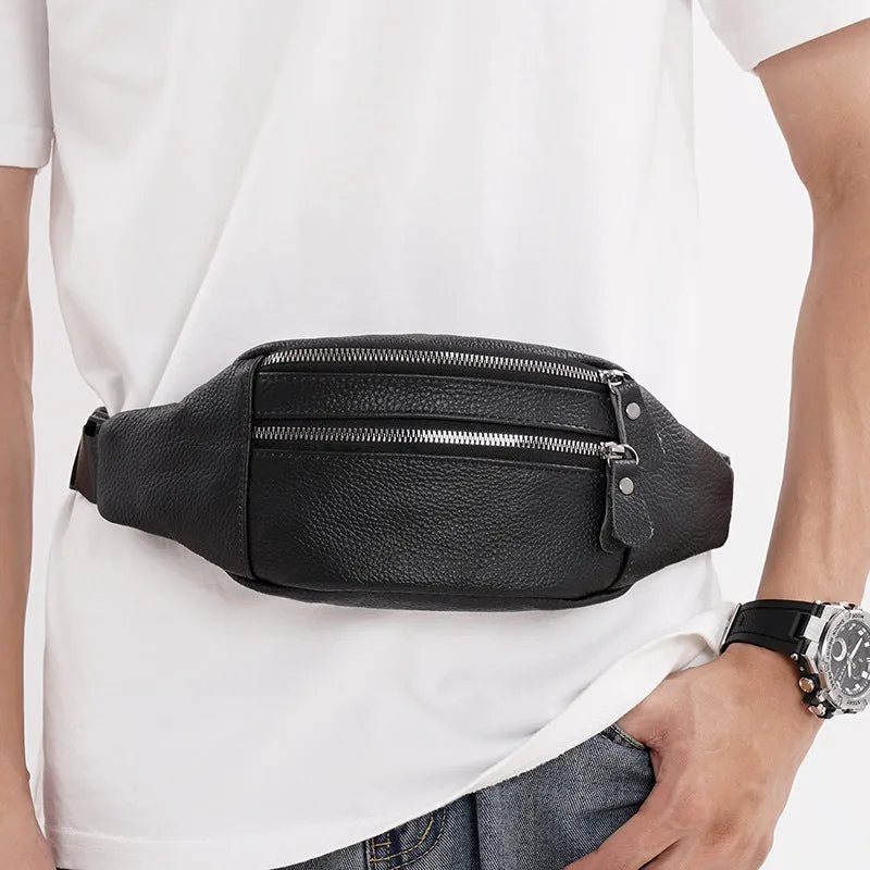 XIANGTUIBAO Leather Pocket First Layer Cowhide Men's Multifunctional Chest Bag Vintage Messenger Bag Sports Fashion Mobile Phone Bag Men's Waist Bag