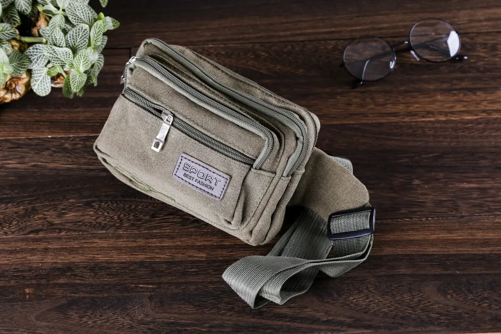 XIANGTUIBAO Multifunctional Sports Waist Bag Small Volume Large Capacity Canvas Waist Bag Wear-Resistant Anti-Theft Sundry Bag Simple Fashion Wholesale