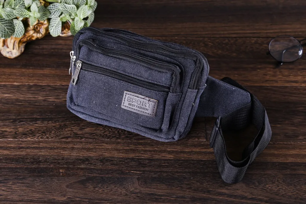 XIANGTUIBAO Multifunctional Sports Waist Bag Small Volume Large Capacity Canvas Waist Bag Wear-Resistant Anti-Theft Sundry Bag Simple Fashion Wholesale