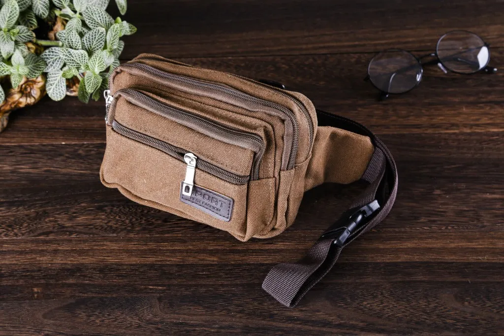 XIANGTUIBAO Multifunctional Sports Waist Bag Small Volume Large Capacity Canvas Waist Bag Wear-Resistant Anti-Theft Sundry Bag Simple Fashion Wholesale